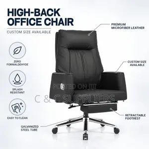 Executive Black Leather Seat With Footrest