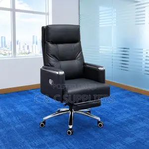 Executive Black Leather Seat With Footrest