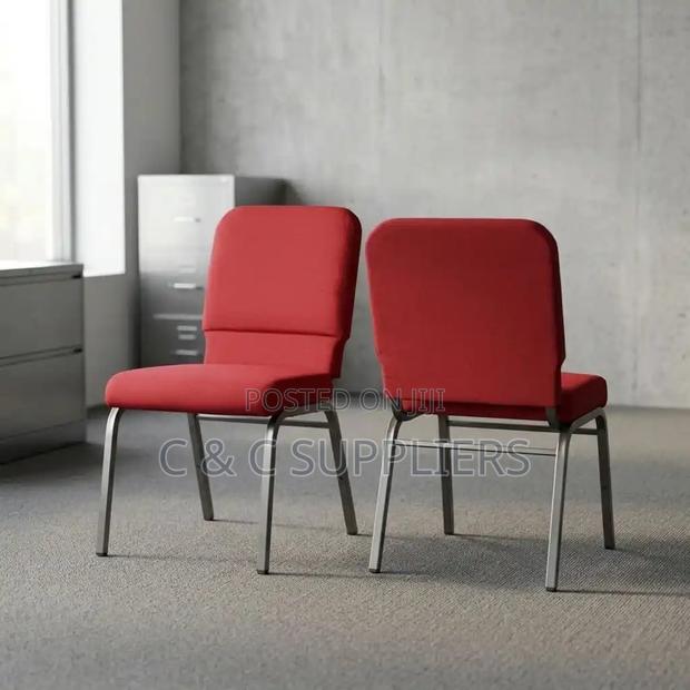 Red Armless Conference/Study Chair - thumbnail 2