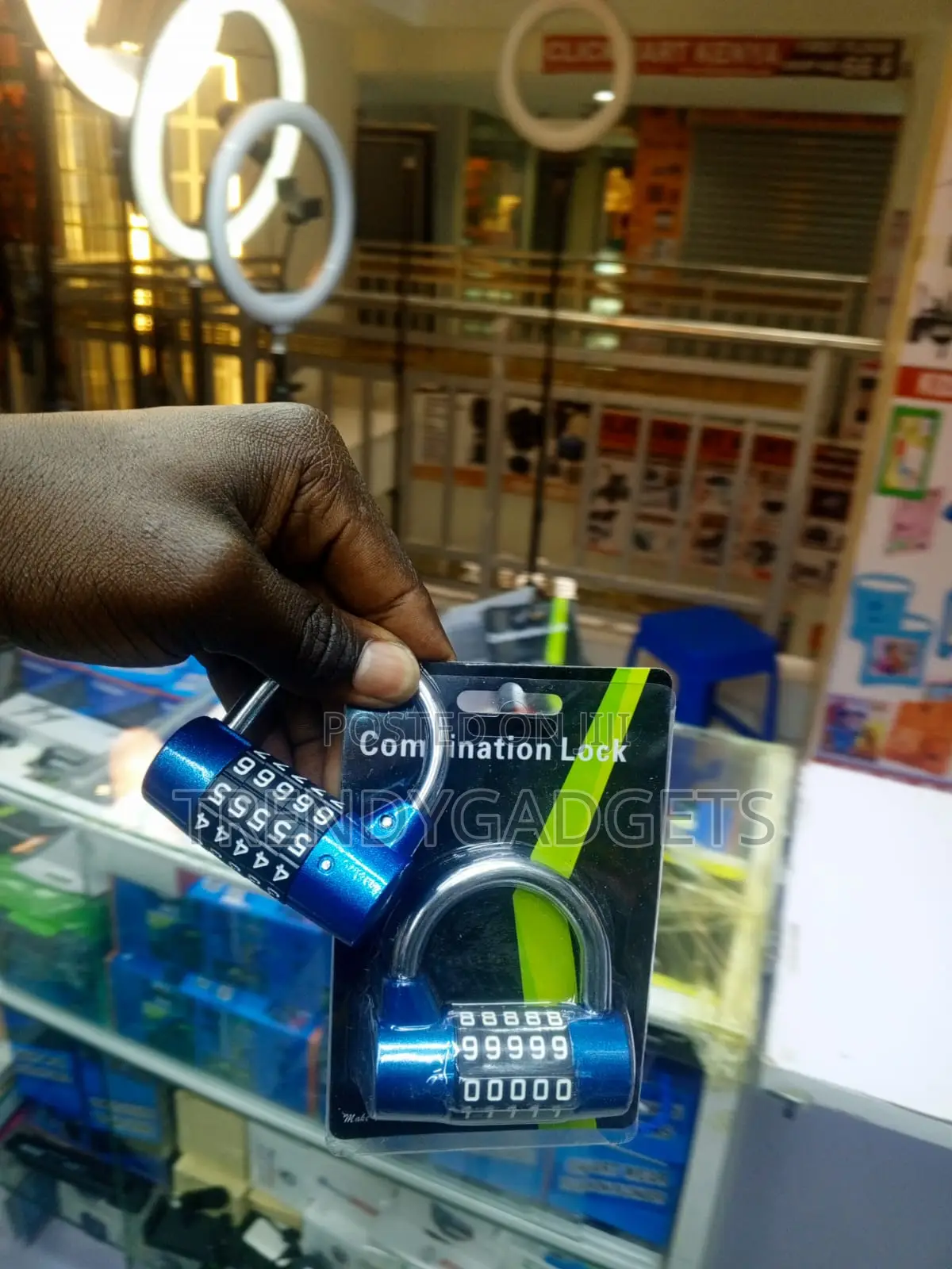 5 Digit Security Padlock in Blue Red Silver and Black