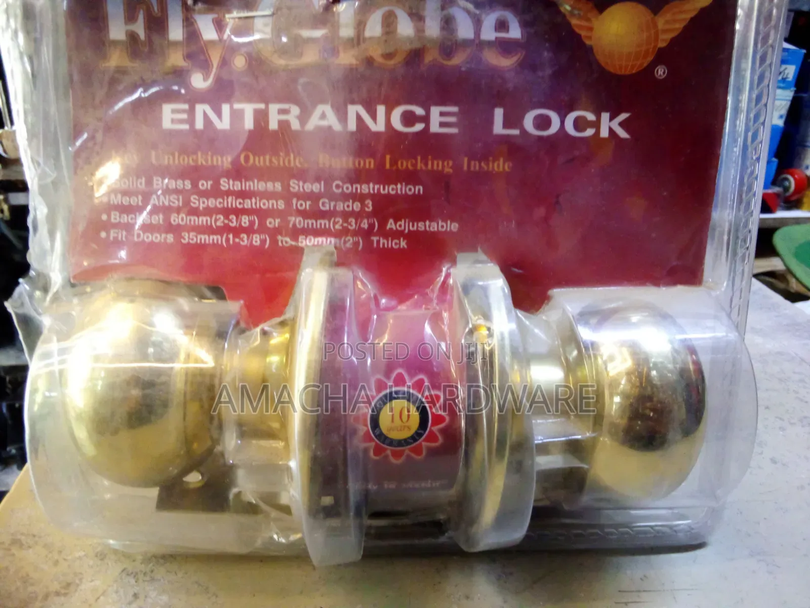 Gold Keyless Bathroom Knobset