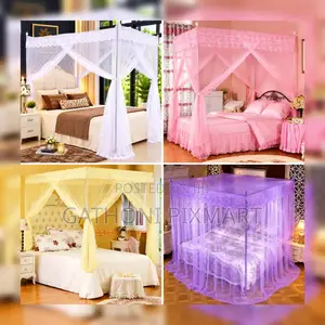 Elegant Four-Stand Canopy Mosquito Net for 4×6, 5×6 and 6×6 Beds
