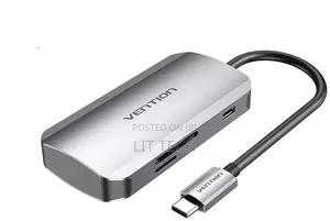 Vention USB-C Hub (TNHHB, a Gray Aluminum-Alloy 6-in-1 Docking Station