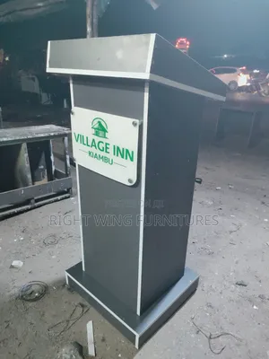 Gray Pulpit Stand With Logo - In