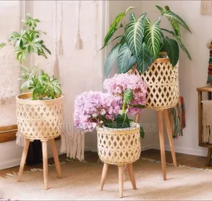 Boho Rattan Plant Stand Set of 3