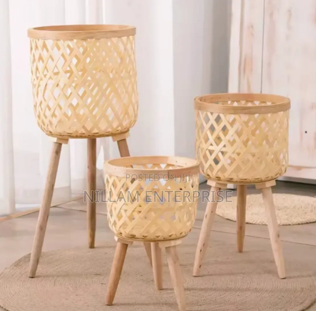 Boho Rattan Plant Stand Set of 3
