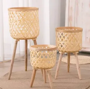 Boho Rattan Plant Stand Set of 3