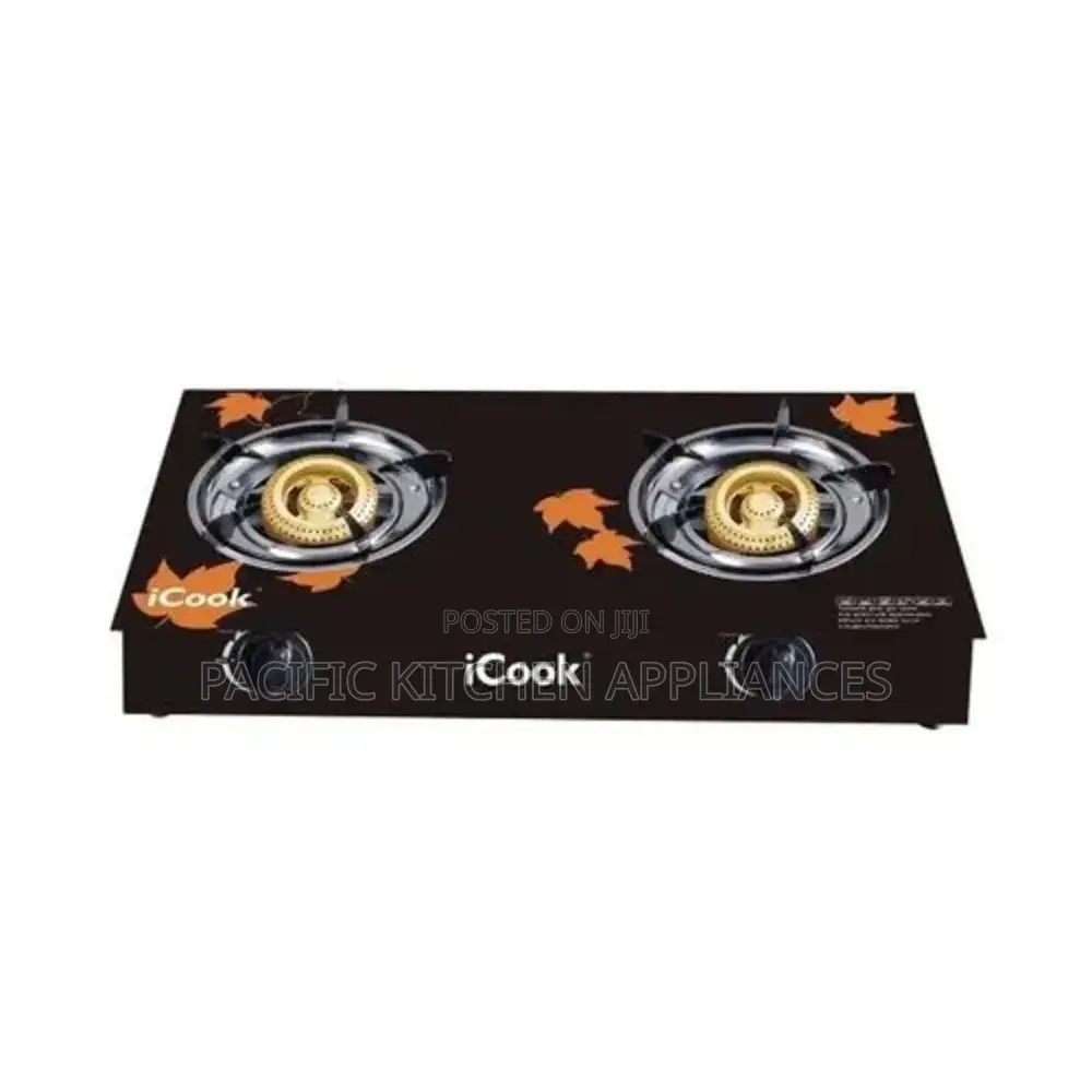 Icook 2 Two Burners Glass Table Top Gas Cooker