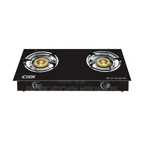 Icook 2 Two Burners Glass Table Top Gas Cooker