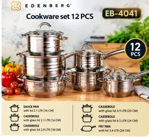 Edenberg 12pcs Kitchen Cookware Collection – Complete Cooking Set