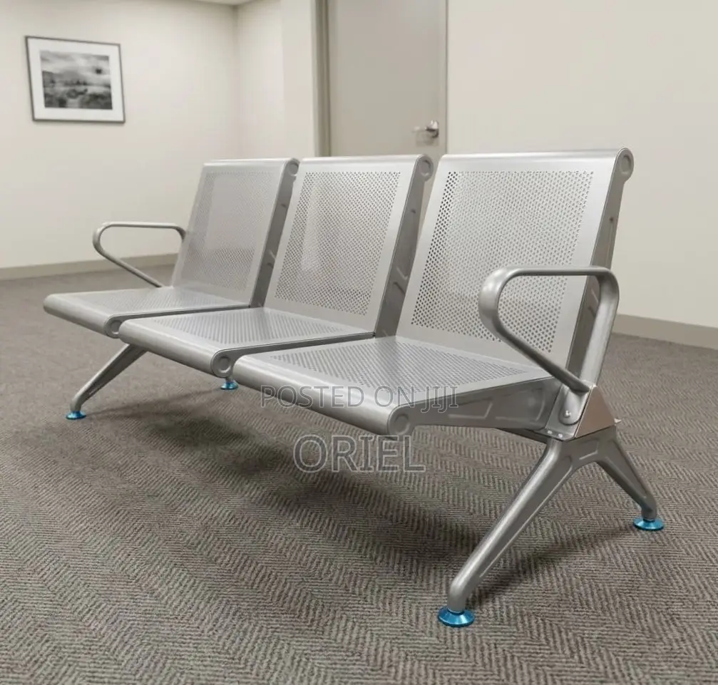 Office Bench : Professional Steel Reception Bench 3-Seater