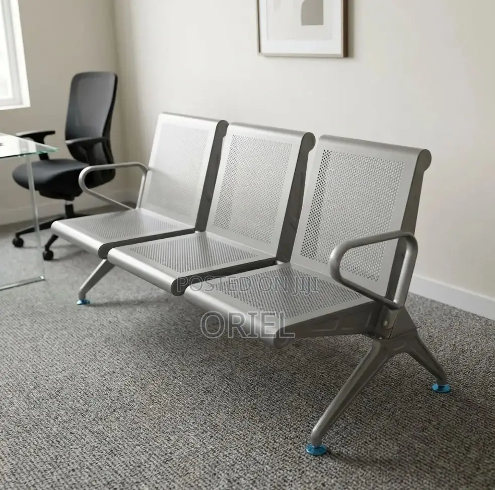 Office Bench : Professional Steel Reception Bench 3-Seater