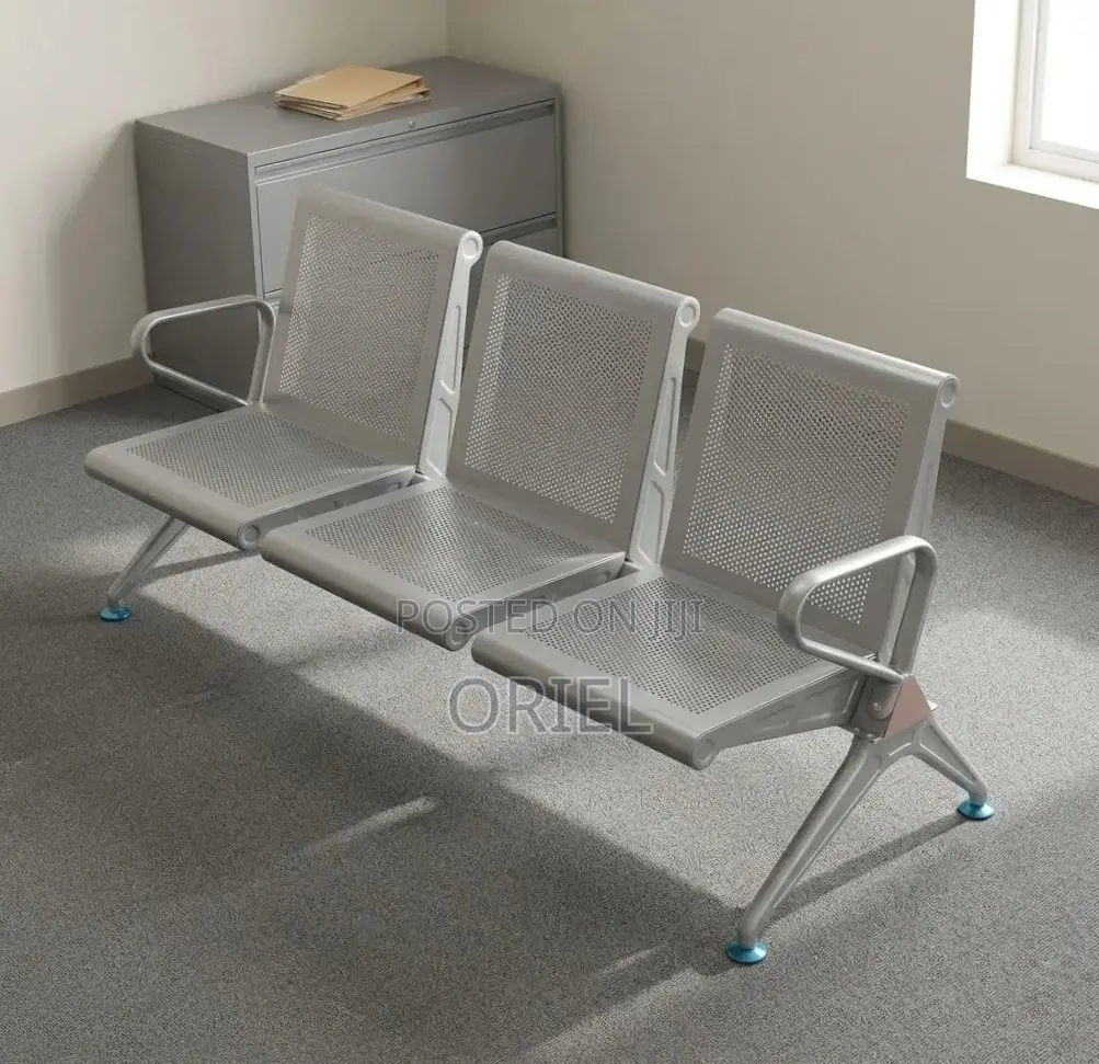 Office Bench : Professional Steel Reception Bench 3-Seater