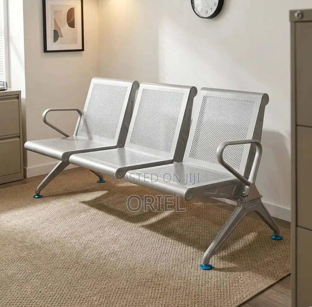 Office Bench : Professional Steel Reception Bench 3-Seater
