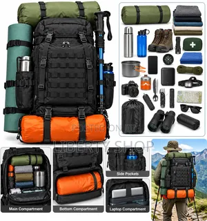 70L–100L Expandable Hiking Backpack – Large Capacity Travel, Camping