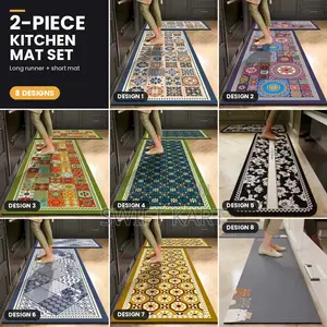 2-Piece Kitchen Mat Set (Long Runner + Short Mat)