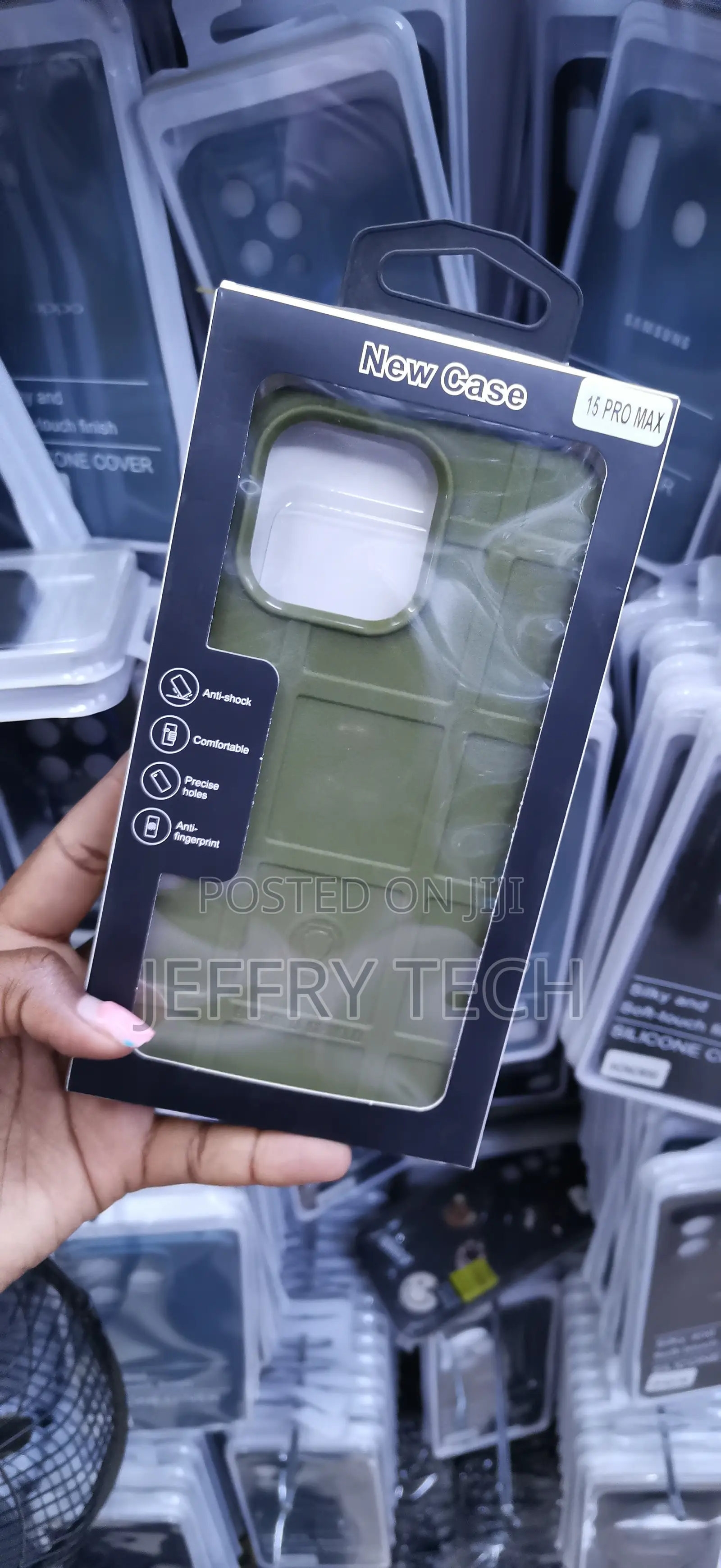 Army Green Rugged Shield TPU Case Designed for the iPhone 15 Pro Max