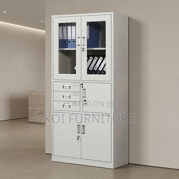 Office Cabinet; Lockable Grey Office Filing Cabinet - main view