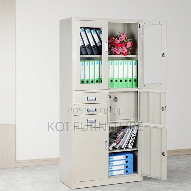 Office Cabinet; Lockable Grey Office Filing Cabinet - thumbnail 3