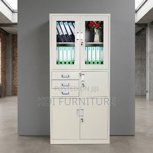 Office Cabinet; Lockable Grey Office Filing Cabinet - thumbnail 4