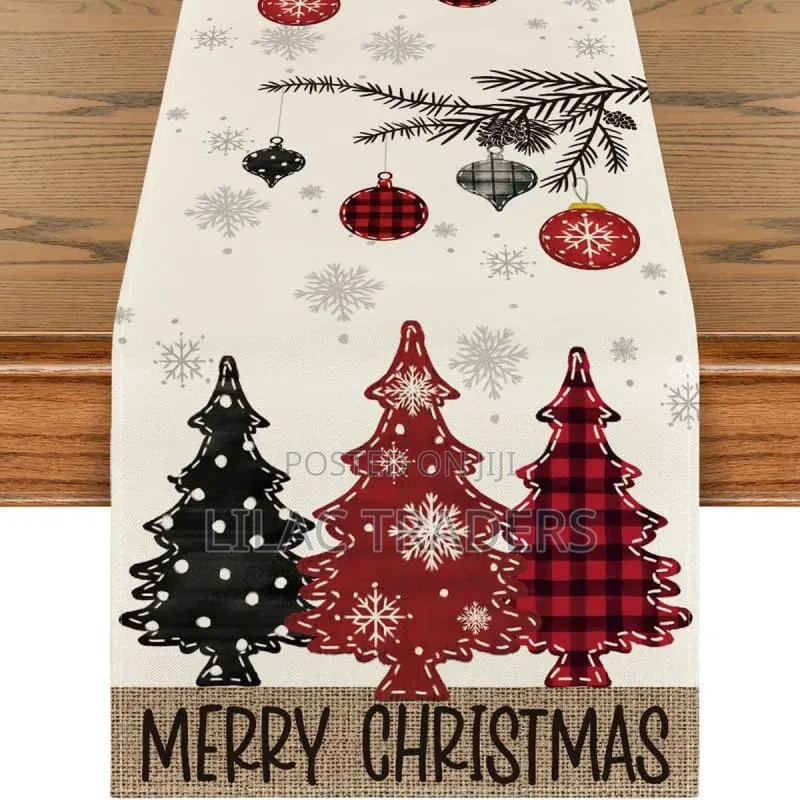 Merry Christmas Table Runner Festive Holiday Table Cover Bli