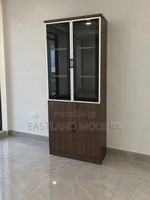 Wooden Office Cabinet With Glass Doors