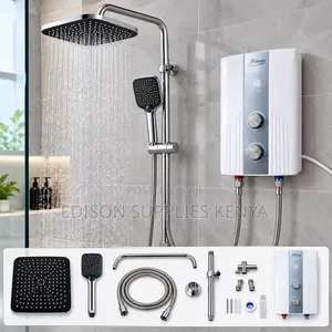 Milano Tankless Water Heater Rain Shower Head, Luxury Rain Shower Set