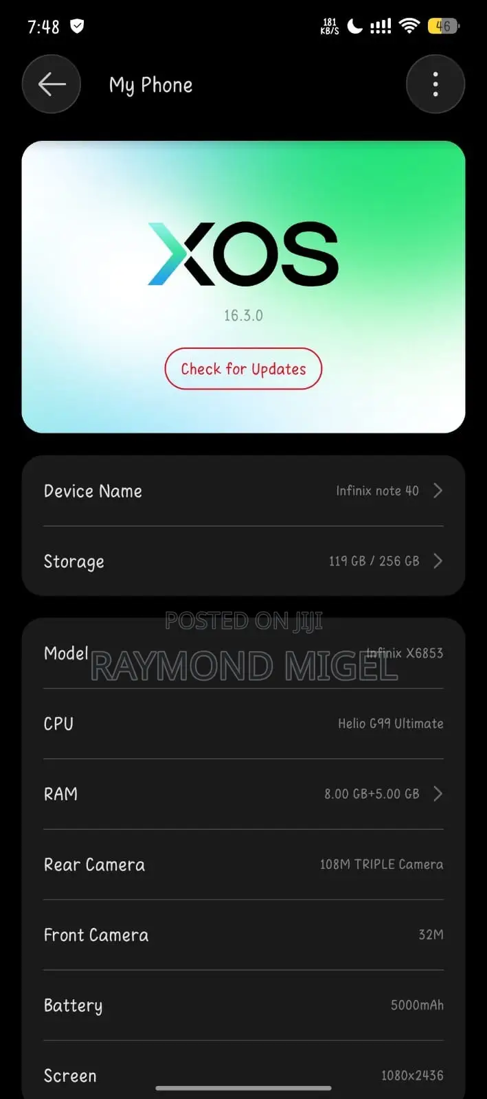 Infinix Note 40 256 GB Silver