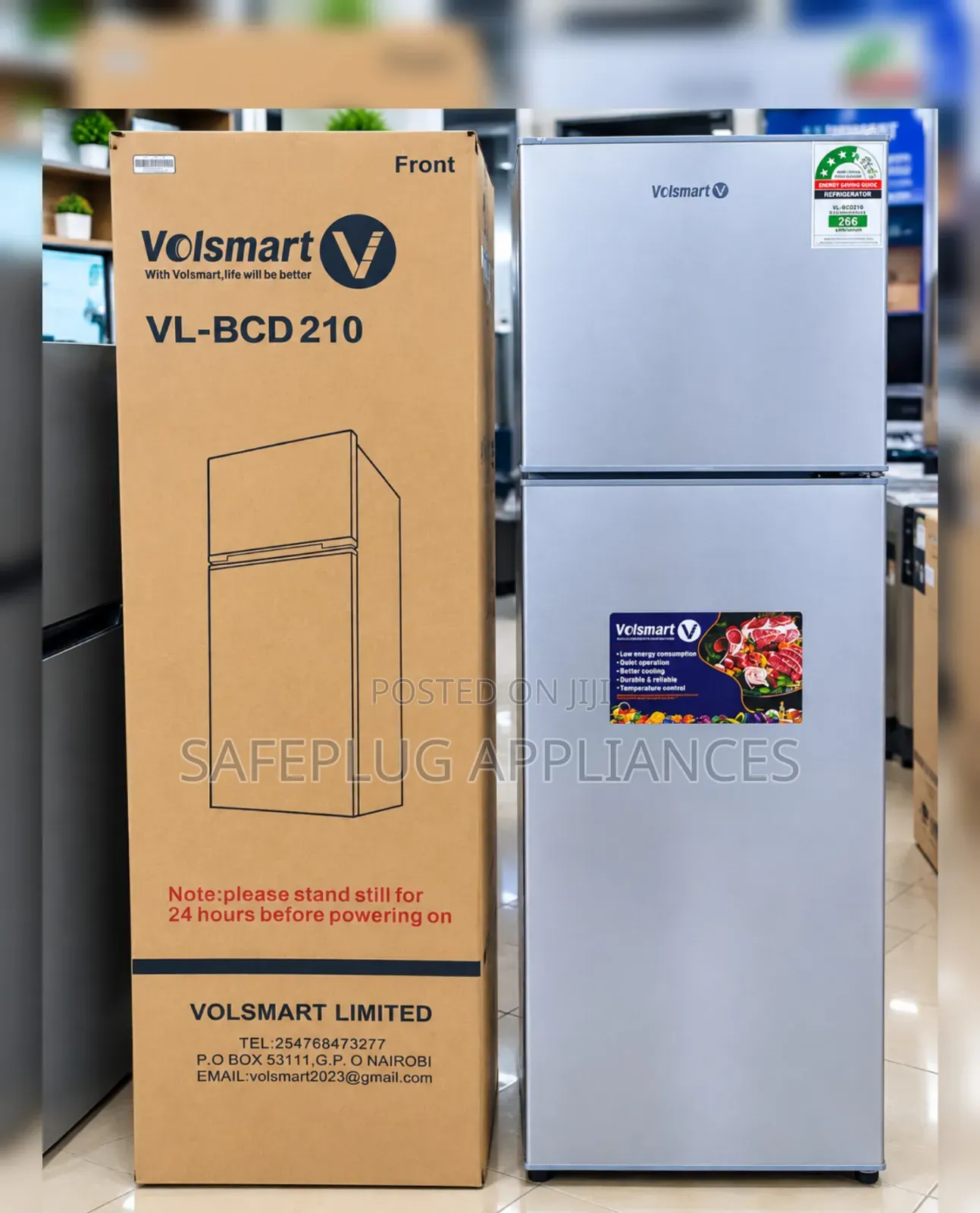 Volsmart 210 Litres Silver Fridge With Separate Freezer Compartment