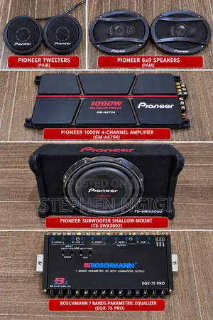 Pioneer Subwoofer, 6x9 Speaker, Tweeters, Amplifier and Equaliser