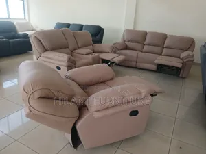 Cream Premium Six-Seater Imported Fabric Recliner Sofa