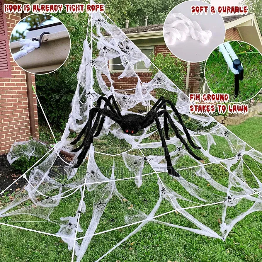 Halloween Triangular White Spider Web Decoration Set