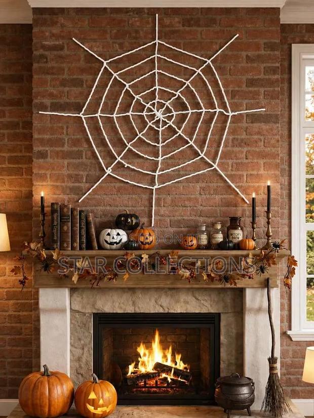 Round Spider Web Net Decoration for Halloween - thumbnail 2