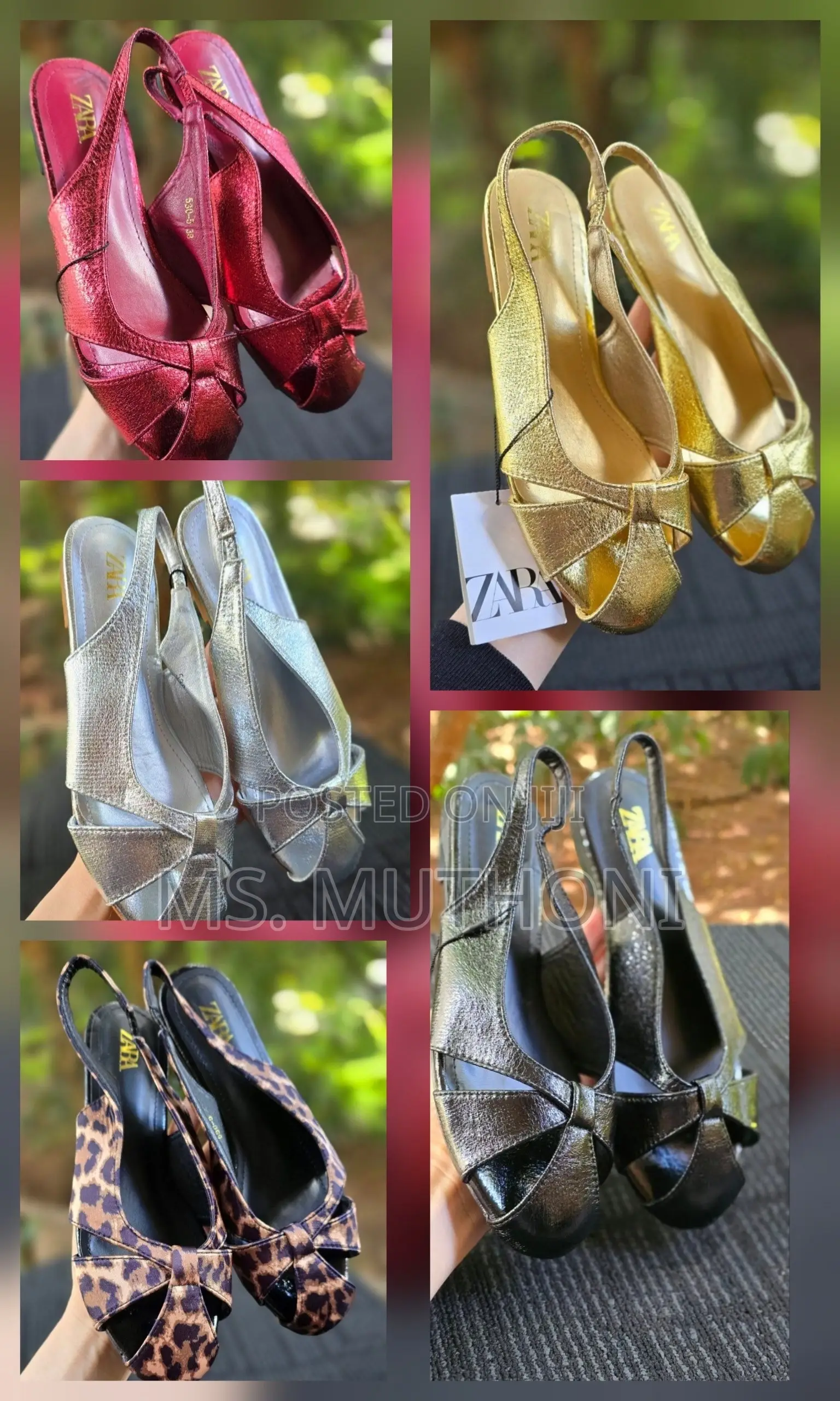 Zara Luxurious Textured Slingback Sandals Size 38-45