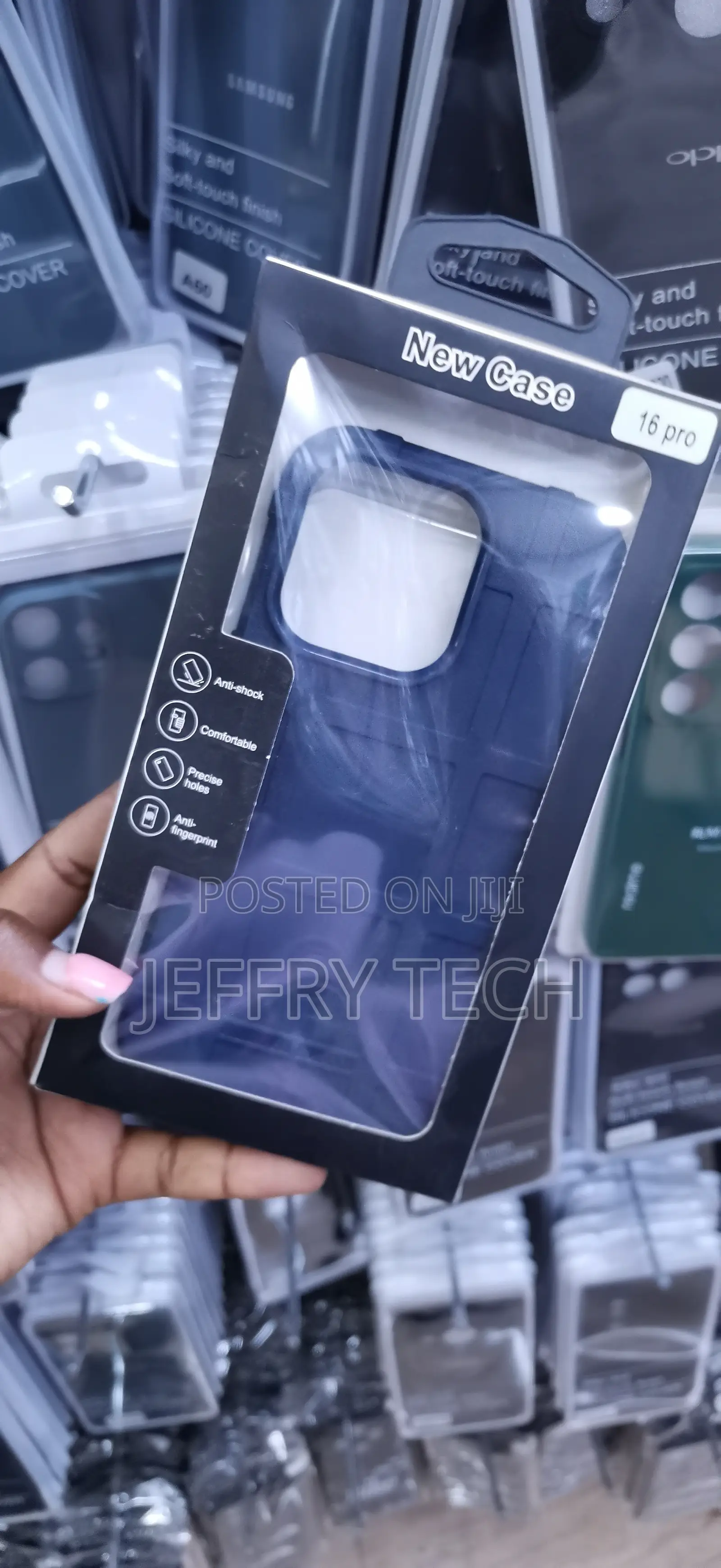 Navy Blue Rugged Shield Phone Case Designed for the iPhone 16 Pro