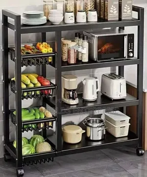 Multi-Layer 4-Tier Kitchen Storage Rack - Movable Locking Wheels