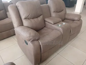 Premium Fabric Two-Seater Recliner Sofa With Cup Holders