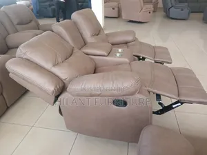 Premium Fabric Two-Seater Recliner Sofa With Cup Holders