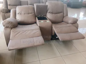 Premium Fabric Two-Seater Recliner Sofa With Cup Holders