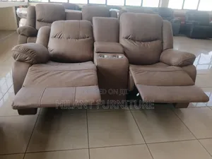 Premium Fabric Two-Seater Recliner Sofa With Cup Holders