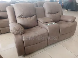 Premium Fabric Two-Seater Recliner Sofa With Cup Holders
