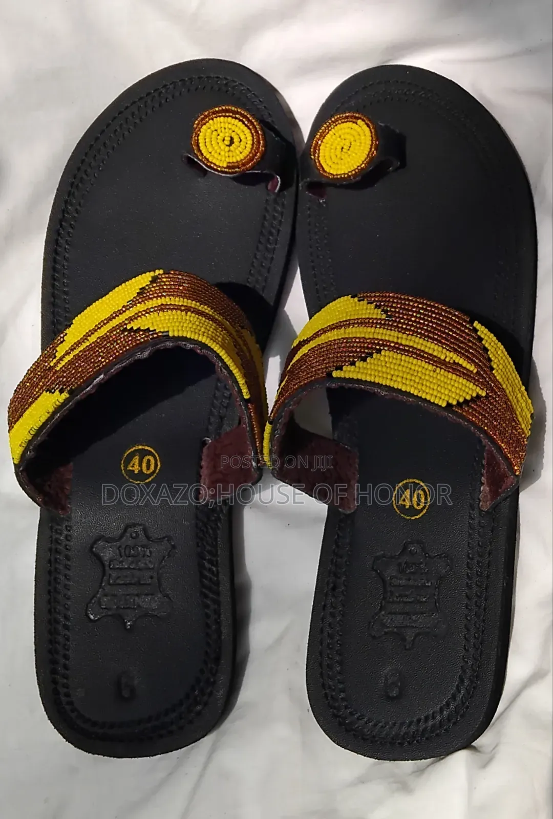 Ladies’ Handmade Maasai Beaded Leather Sandals – African Flat Sandals
