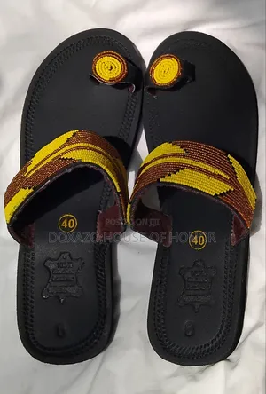 Ladies’ Handmade Maasai Beaded Leather Sandals – African Flat Sandals