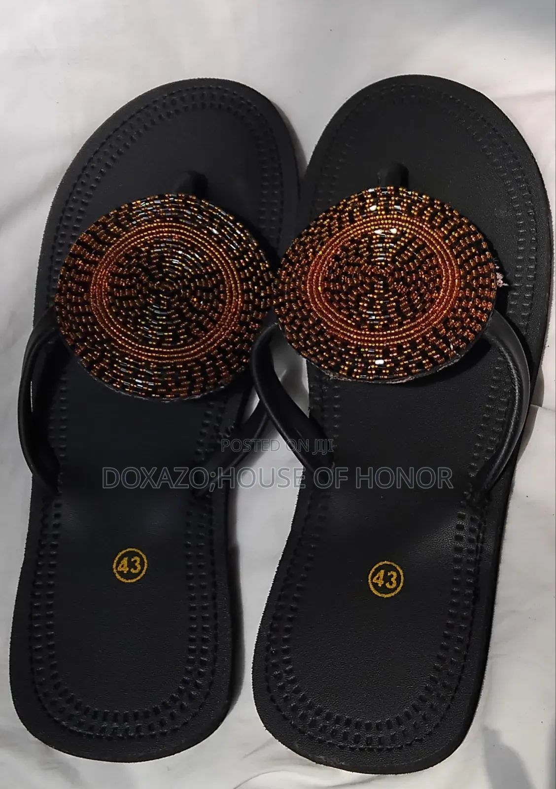Ladies’ Handmade Maasai Beaded Leather Sandals – African Flat Sandals