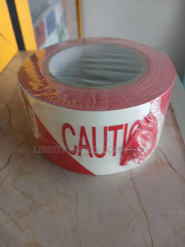 White Red Warning Tape 3" - main view