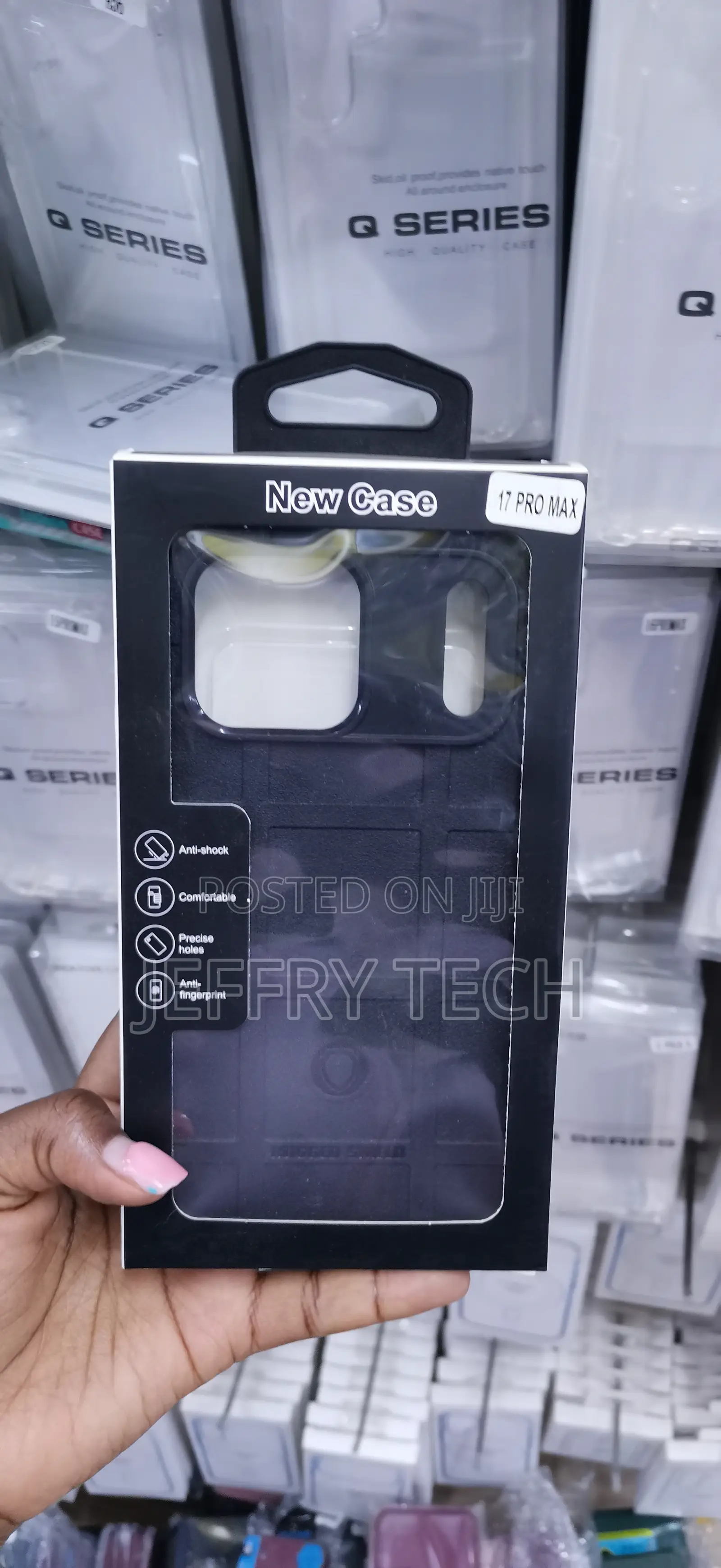 Black Rugged Shield TPU/Hard Case as "New Case" With a "17 PRO MAX"
