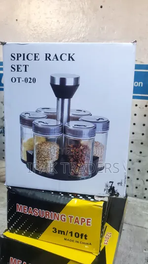 360° Rotating Spice Rack Organizer With Glass Jars 7pc