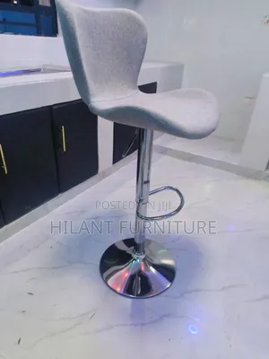 Grey Fabric Adjustable Height Bar Counter Stool With Chrome Base
