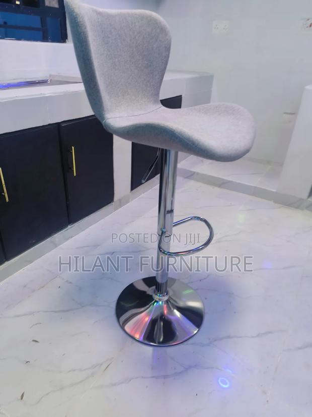 Grey Fabric Adjustable Height Bar Counter Stool With Chrome Base - main view