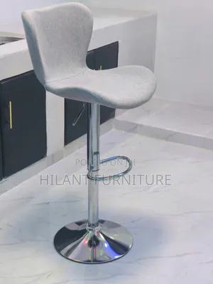 Grey Fabric Adjustable Height Bar Counter Stool With Chrome Base